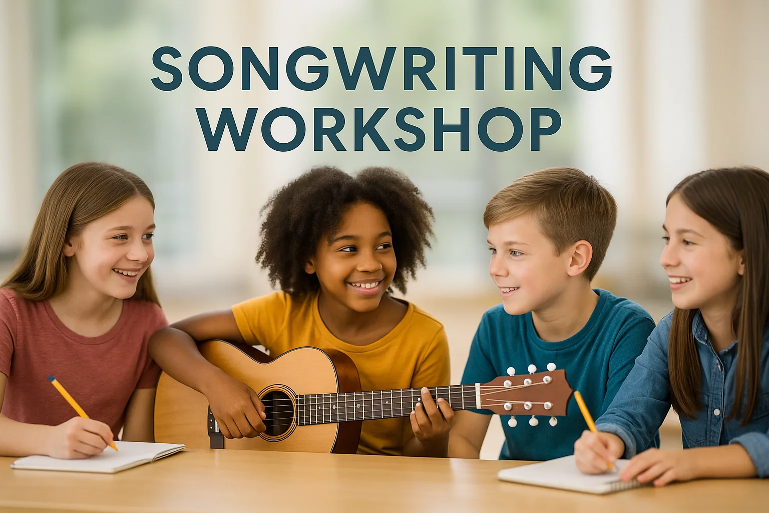 children partaking in a songwriting class